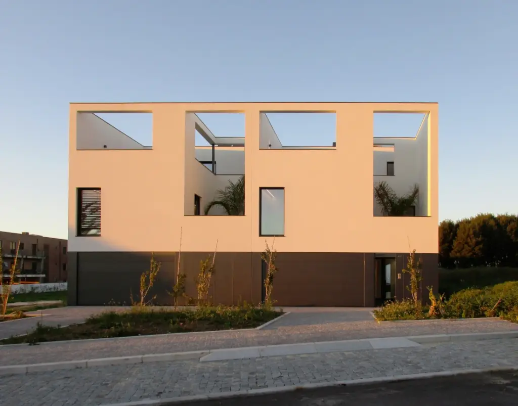 Innovative facade of semi-detached houses