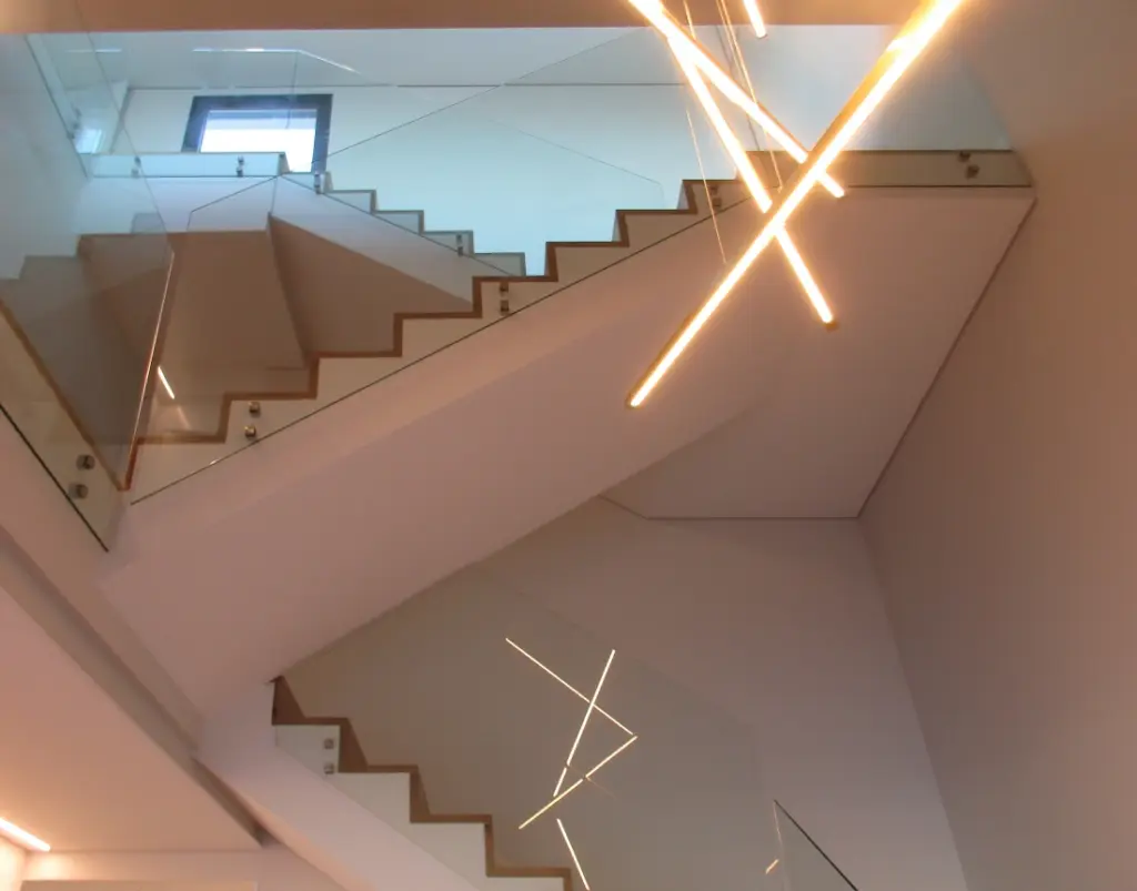 Living room with double height ceilings