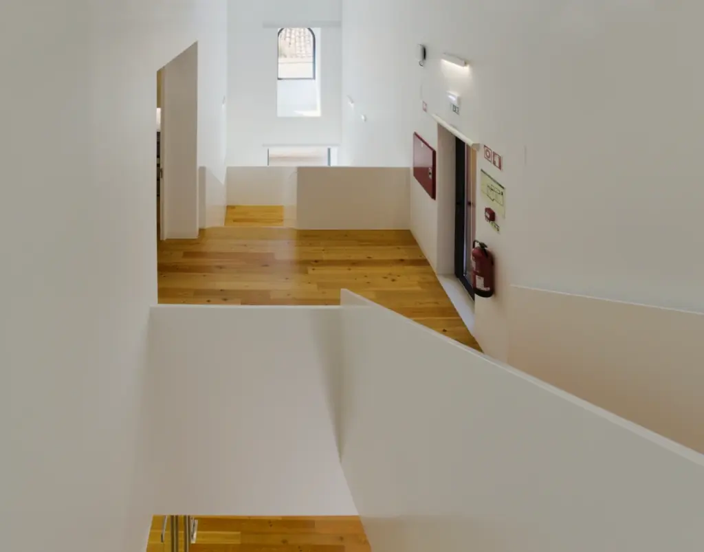 Mezzanine stairs above the entrance hall