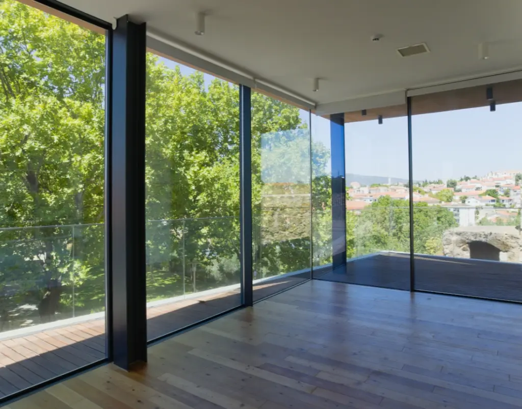 Rooftop bar with views of city walls and garden