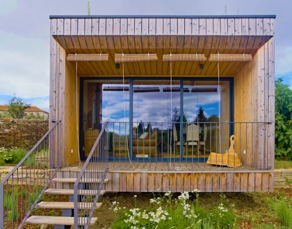 Wooden balcony with porch